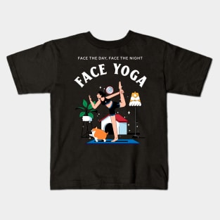 Face the Day, Face the Night, Face Yoga Kids T-Shirt